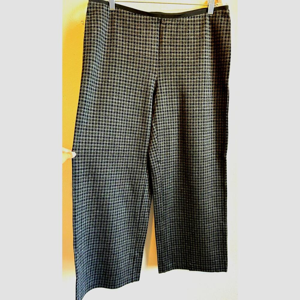 NWT J Jill Checker Plaid stretch wide leg pants petite L career comfy casual $89 - Picture 5 of 15